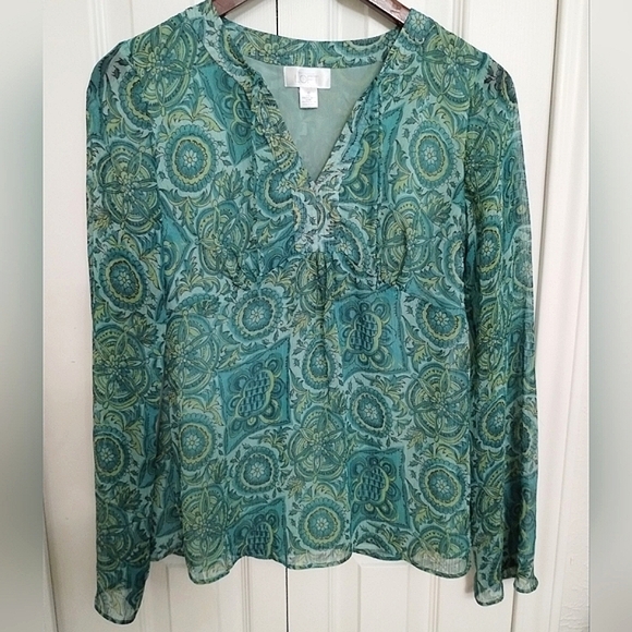 Ann Taylor Loft Floral Long Sleeve Blouse - Picture 6 of 13